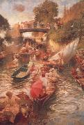 Edward john Gregory,RA.RI Boulter's Lock-Sunday Afternoon china oil painting reproduction